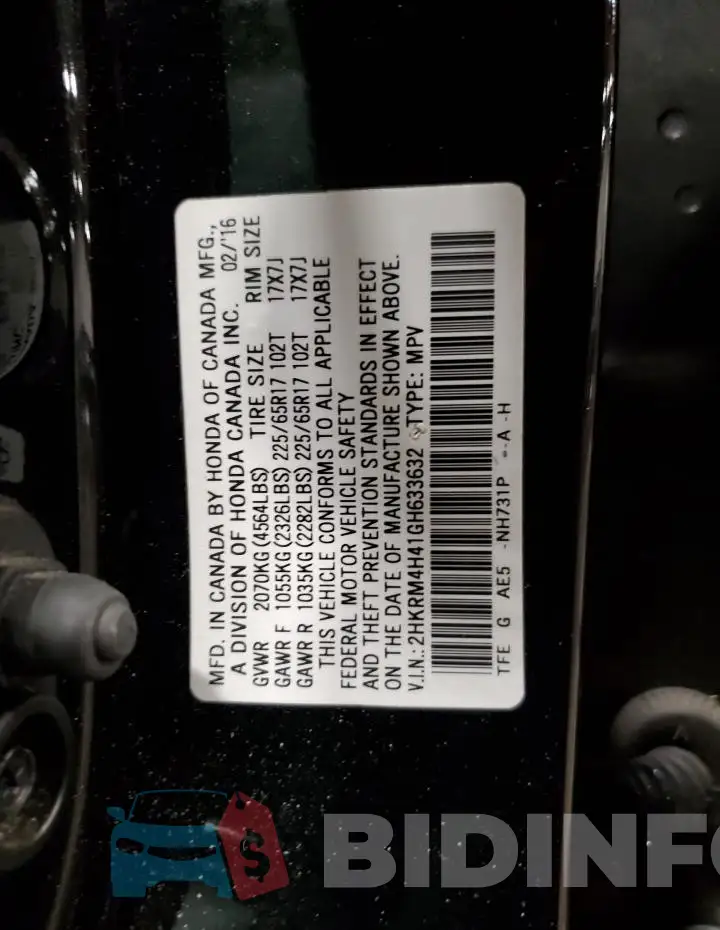 2HKRM4H41GH633632 Photo# 13