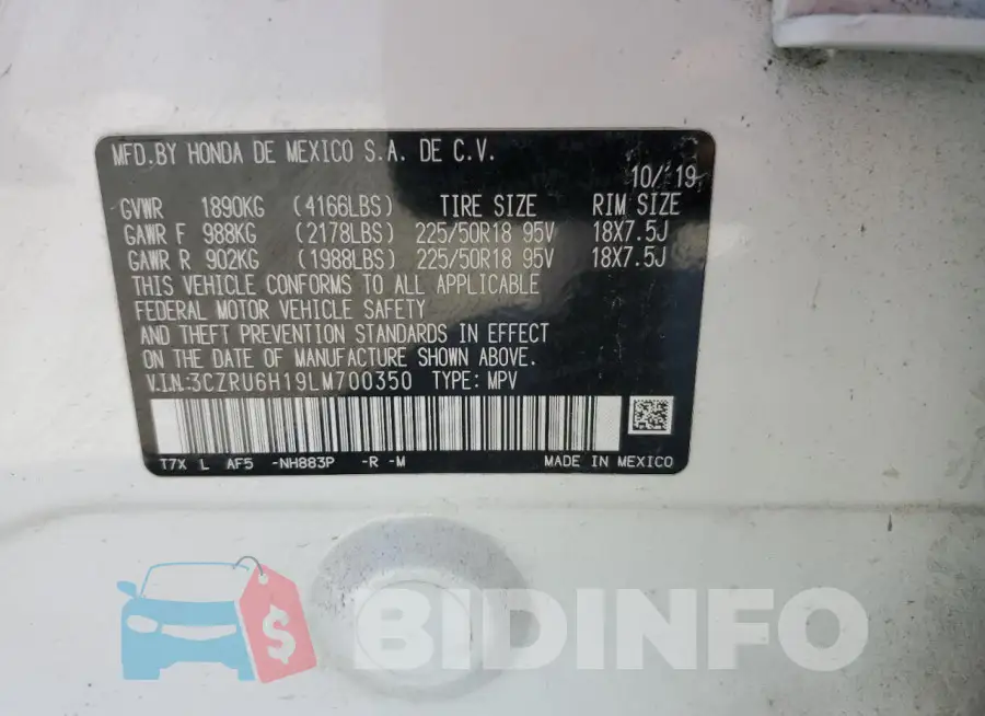 3CZRU6H19LM700350 Photo# 14