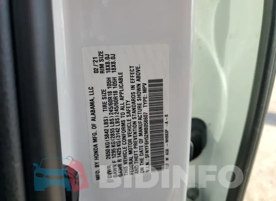 5FNYF6H52MB058607 Photo# 13
