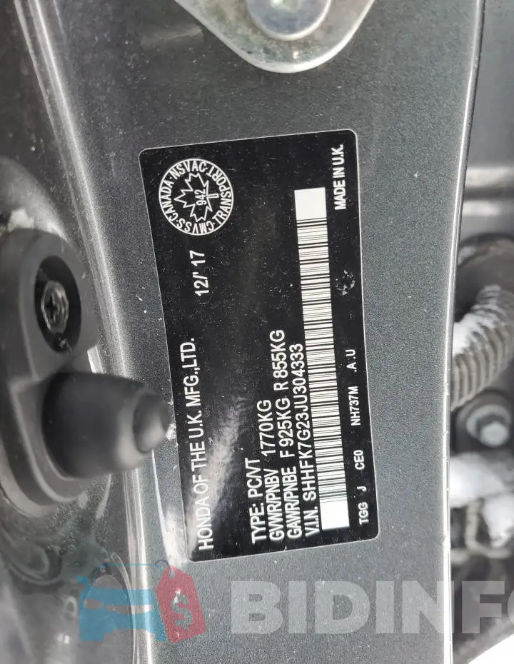 SHHFK7G23JU304333 Photo# 13