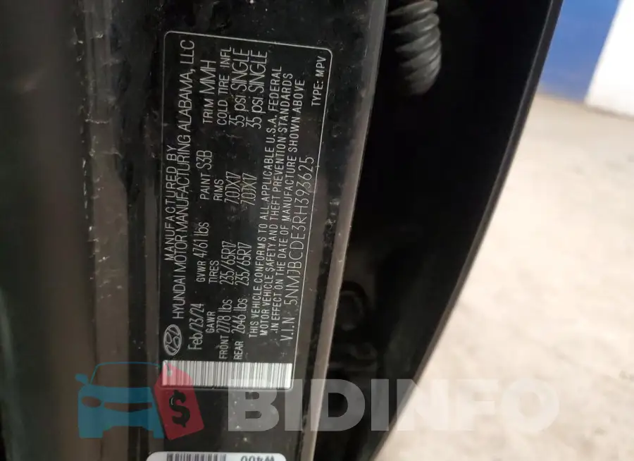 5NMJBCDE3RH393625 Photo# 14