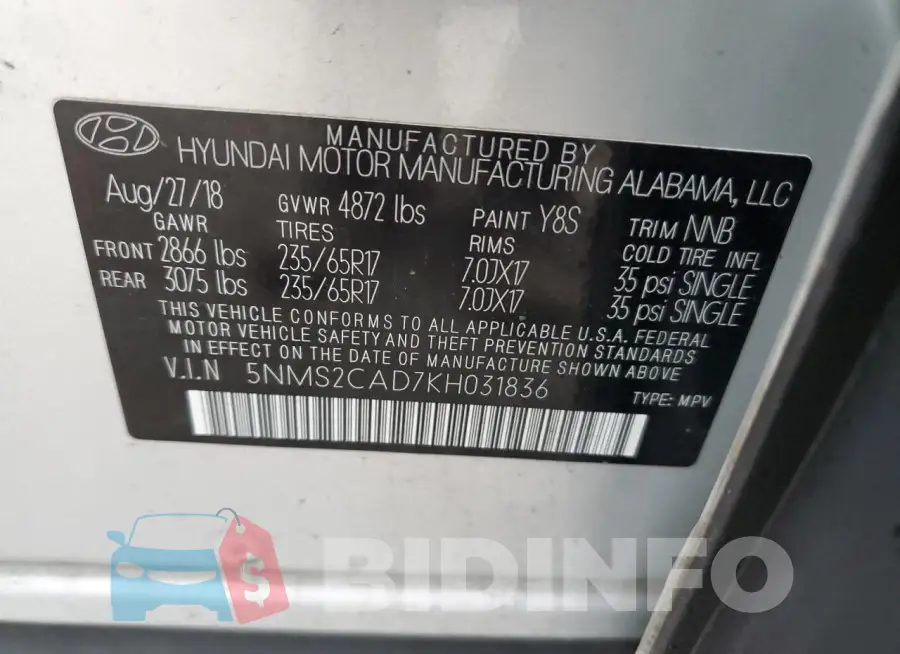 5NMS2CAD7KH031836 Photo# 13
