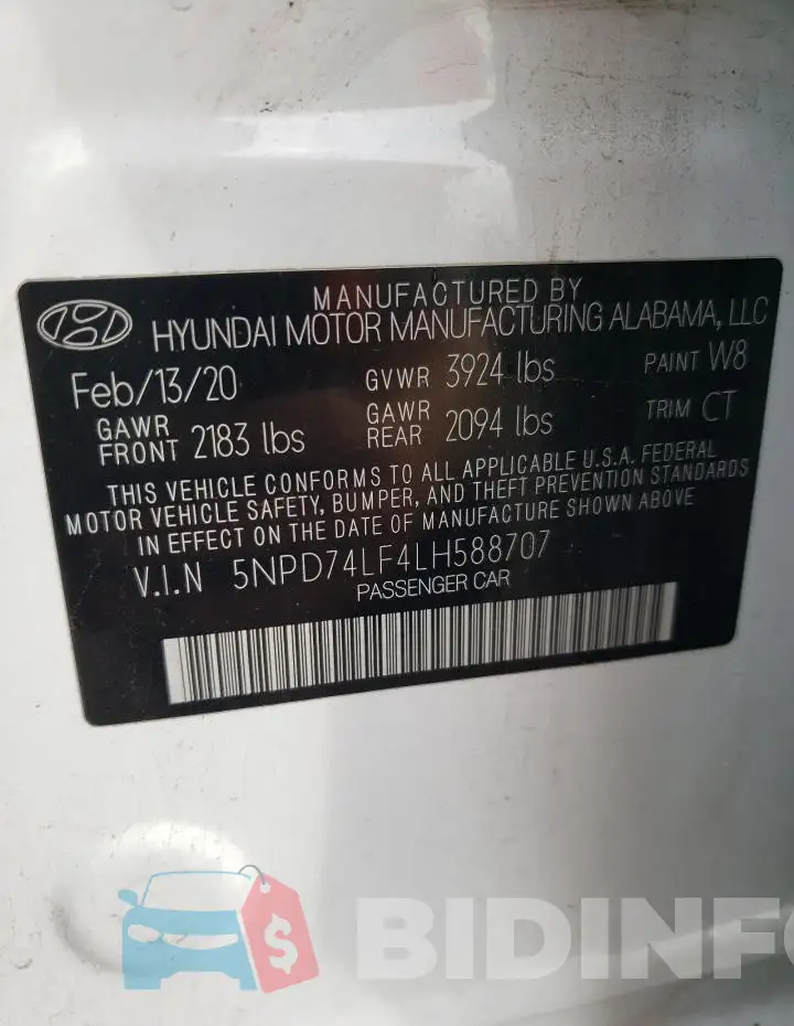 5NPD74LF4LH588707 Photo# 13
