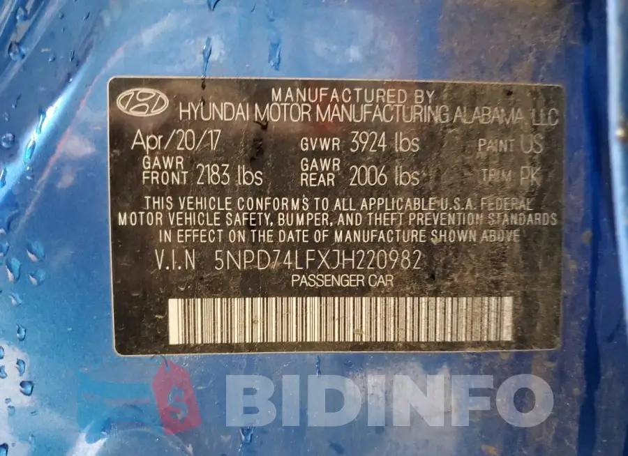 5NPD74LFXJH220982 Photo# 12