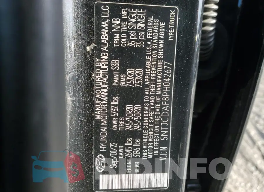 5NTJCDAF8PH042677 Photo# 12
