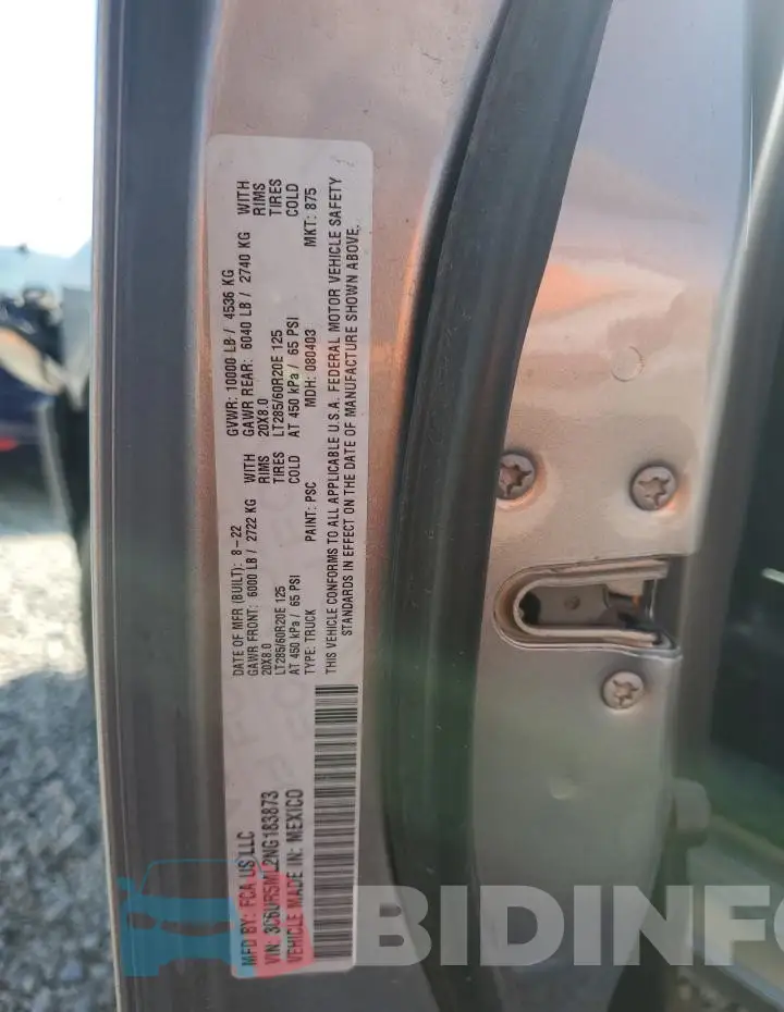 3C6UR5ML2NG183873 Photo# 12