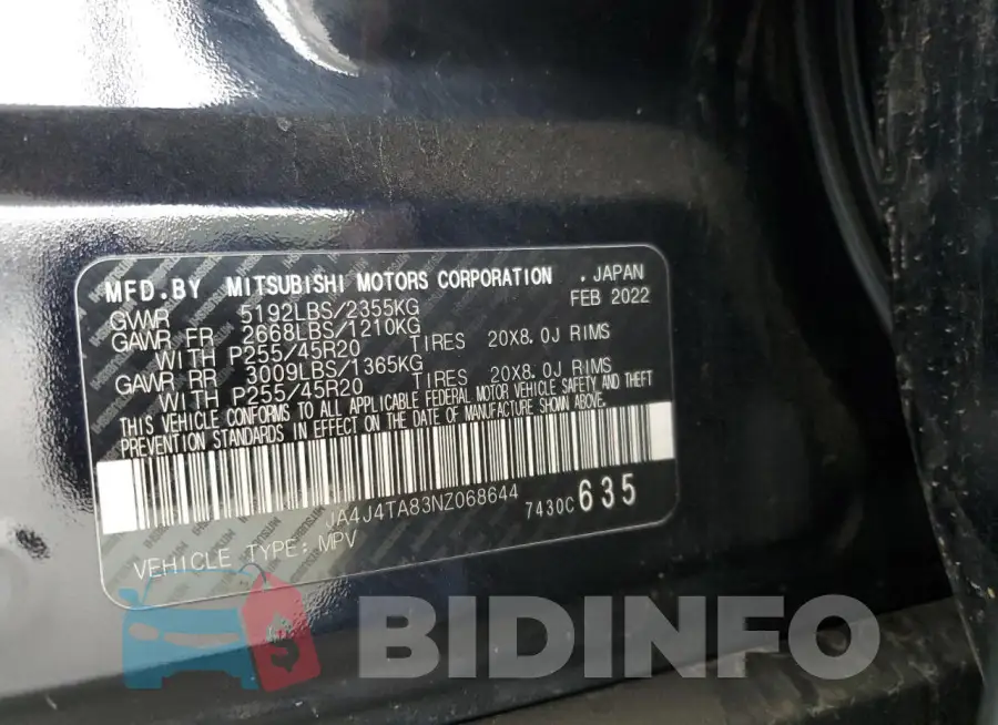 JA4J4TA83NZ068644 Photo# 13