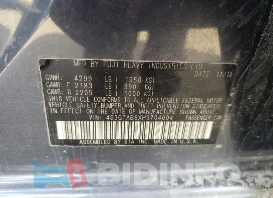 4S3GTAB6XH3704004 Photo# 12