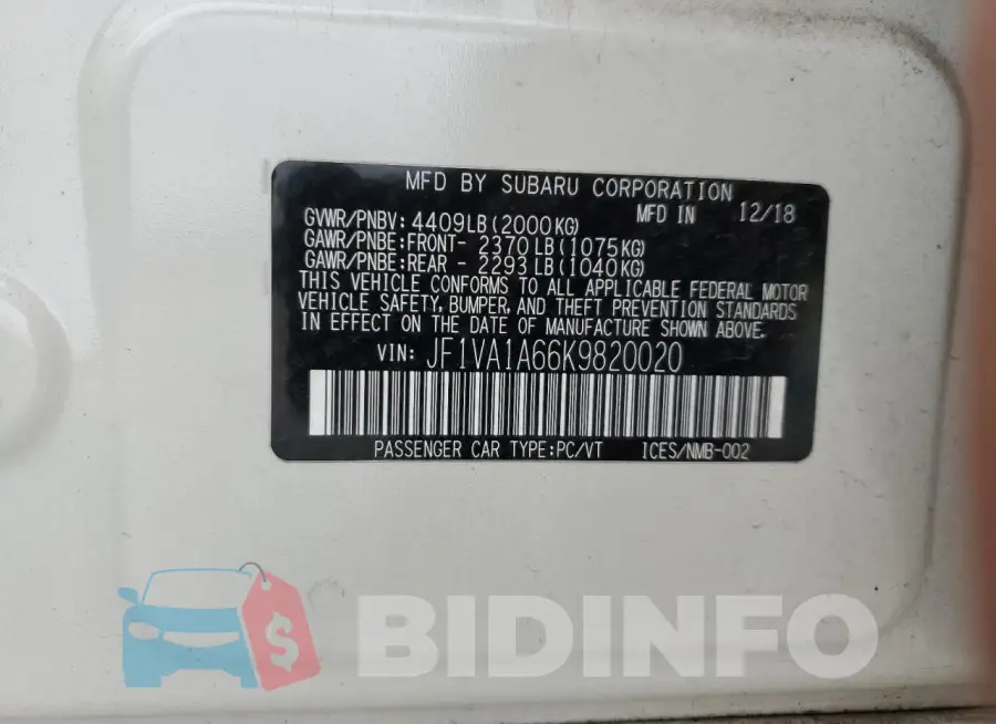 JF1VA1A66K9820020 Photo# 13