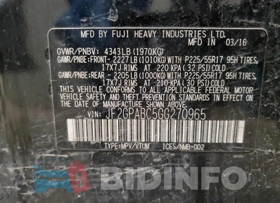JF2GPABC5GG270965 Photo# 12