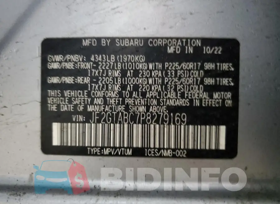 JF2GTABC7P8279169 Photo# 12