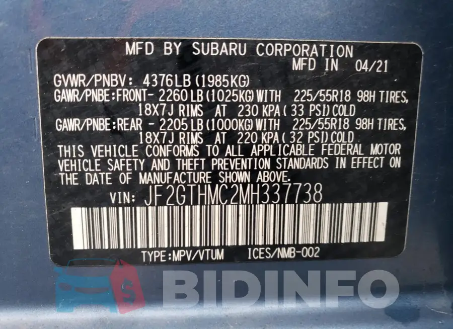 JF2GTHMC2MH337738 Photo# 13