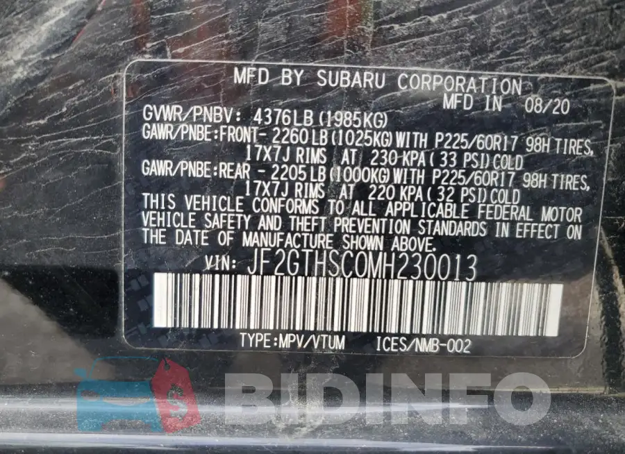 JF2GTHSC0MH230013 Photo# 12