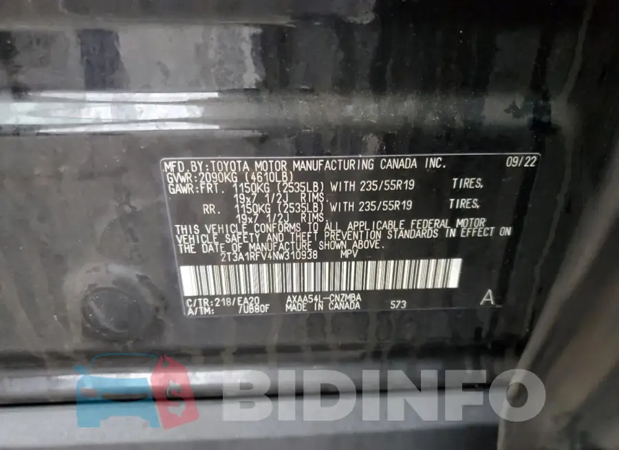 2T3A1RFV4NW310938 Photo# 13