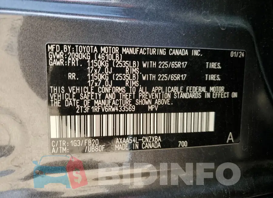 2T3F1RFV6RW433569 Photo# 13