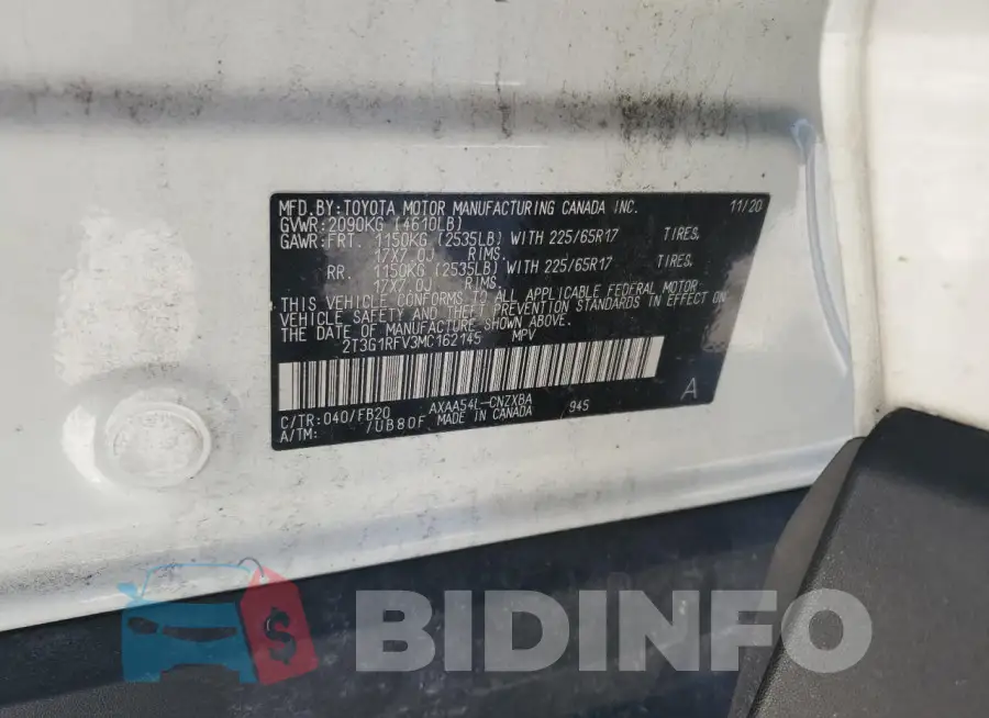 2T3G1RFV3MC162145 Photo# 13