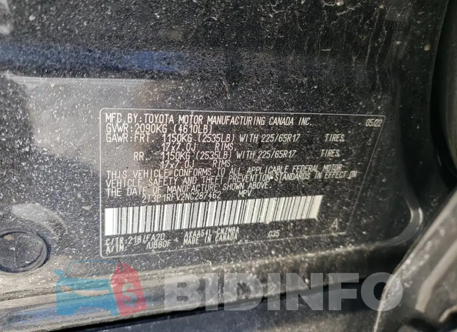 2T3P1RFV2NC287462 Photo# 13