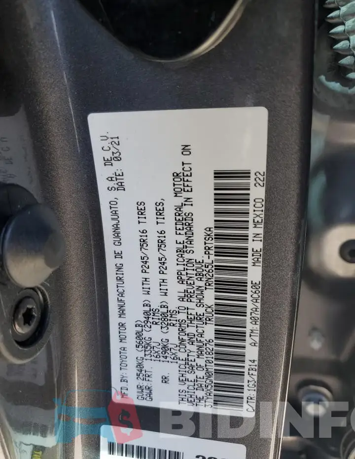 3TYAX5GN0MT018276 Photo# 13