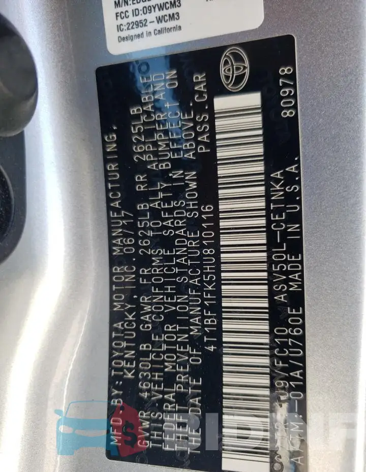 4T1BF1FK5HU810116 Photo# 13
