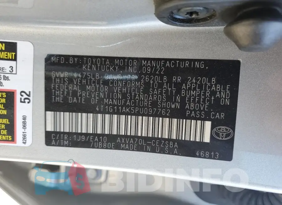 4T1G11AK5PU097762 Photo# 13