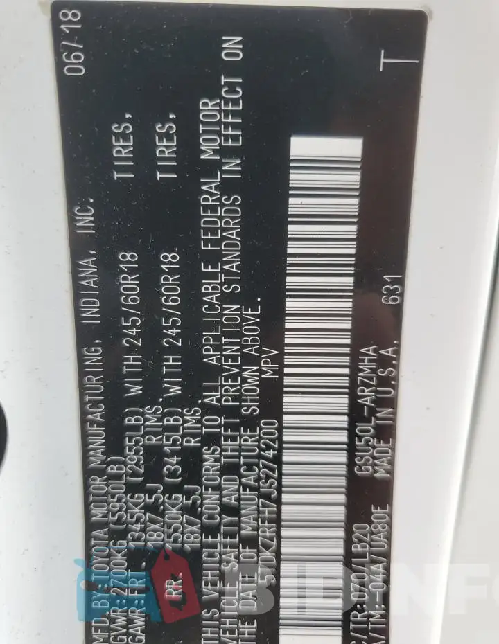 5TDKZRFH7JS274200 Photo# 14