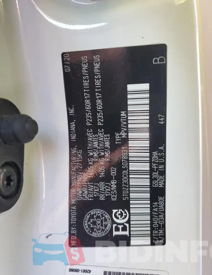 5TDZZ3DC0LS078931 Photo# 13
