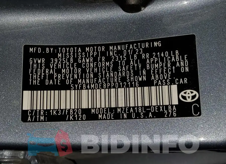 5YFB4MDE8PP012116 Photo# 12