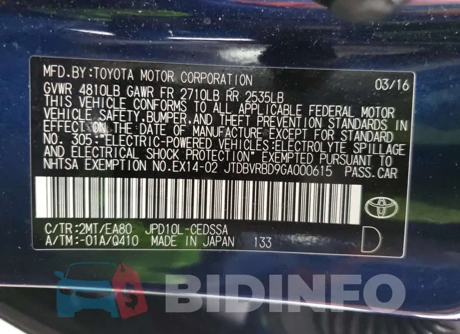 JTDBVRBD9GA000615 Photo# 12