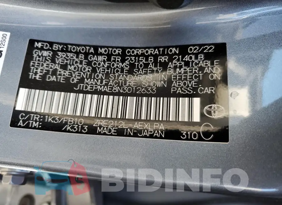 JTDEPMAE8N3012633 Photo# 13