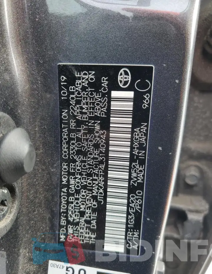 JTDKARFP4L3140943 Photo# 12