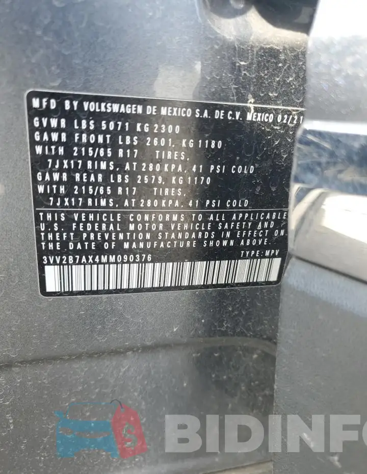 3VV2B7AX4MM090376 Photo# 12