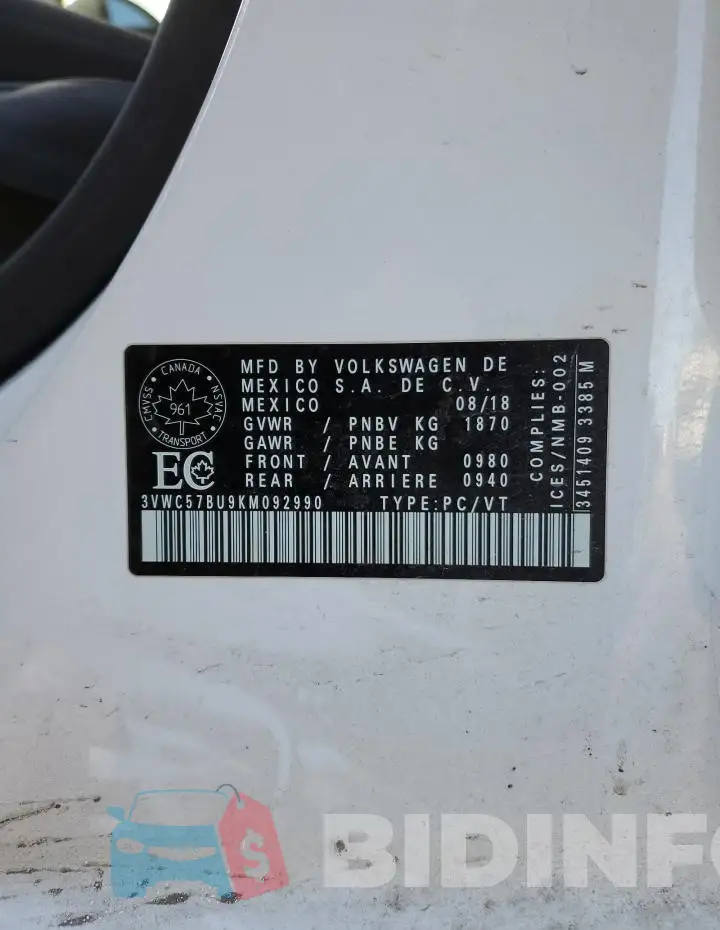 3VWC57BU9KM092990 Photo# 12