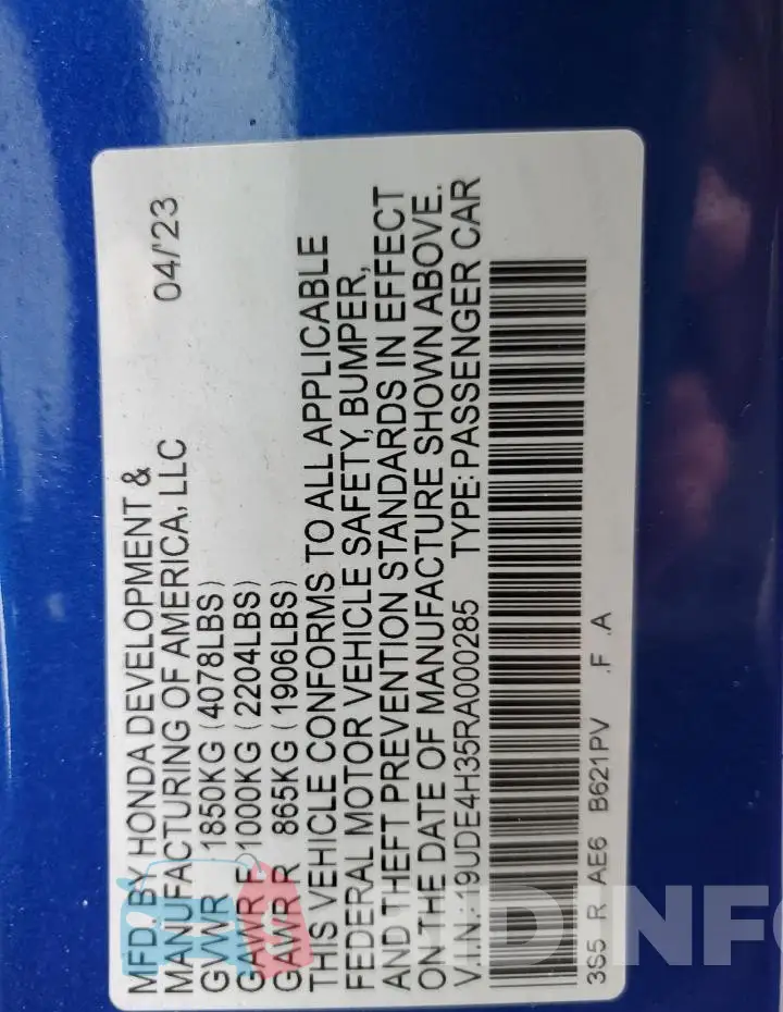 19UDE4H35RA000285 Photo# 12