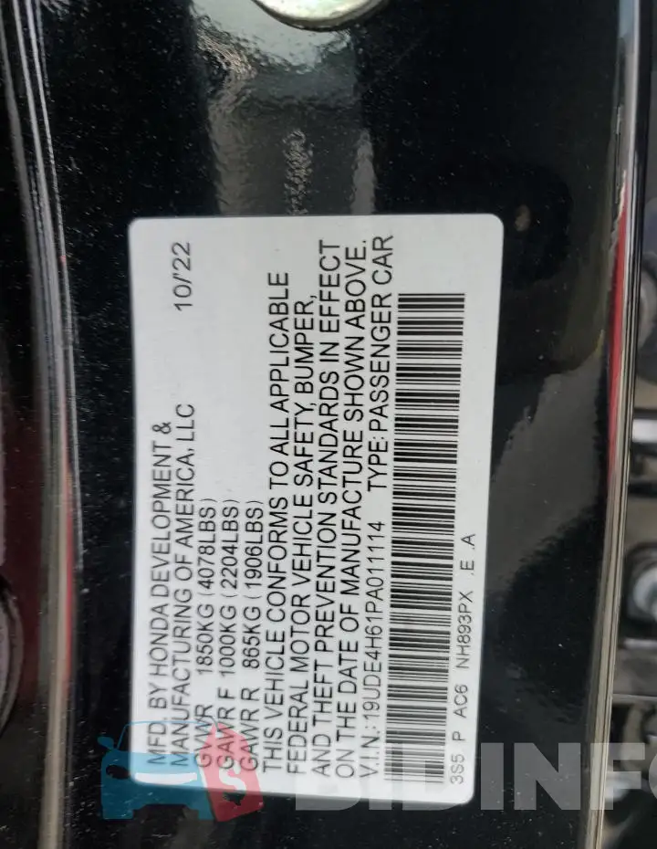 19UDE4H61PA011114 Photo# 12
