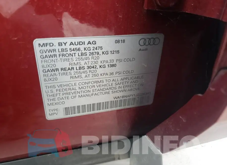 WA1BNAFY1J2226383 Photo# 13
