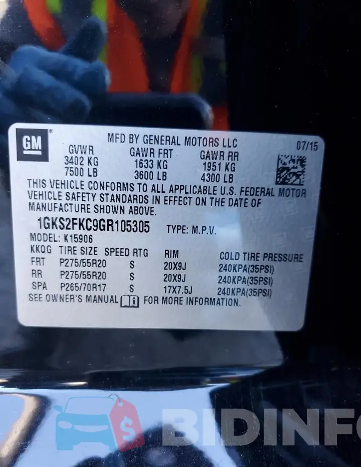 1GKS2FKC9GR105305 Photo# 13