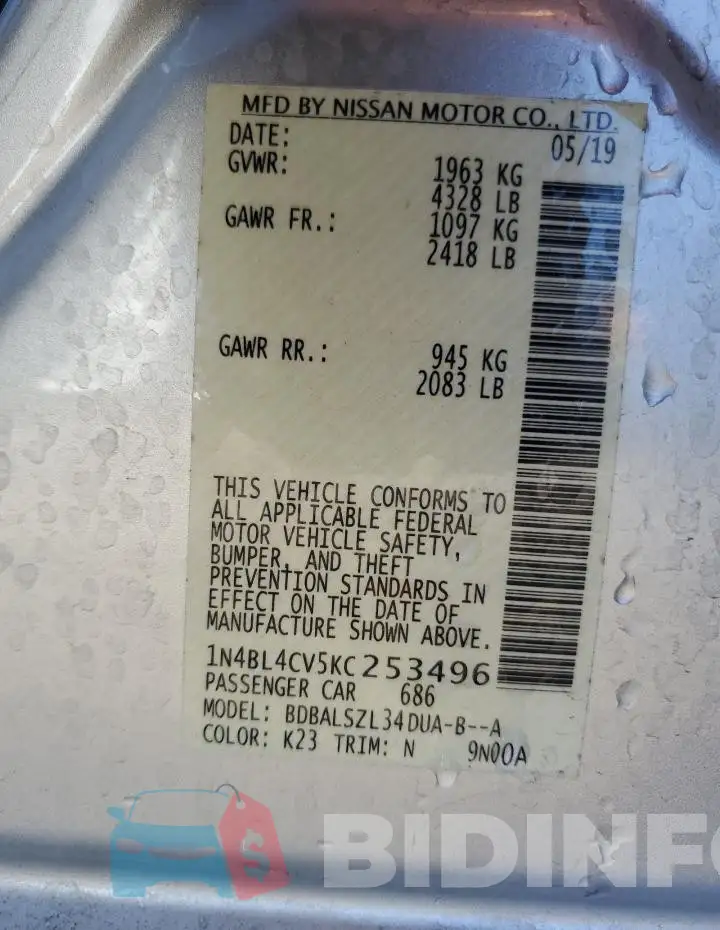 1N4BL4CV5KC253496 Photo# 12