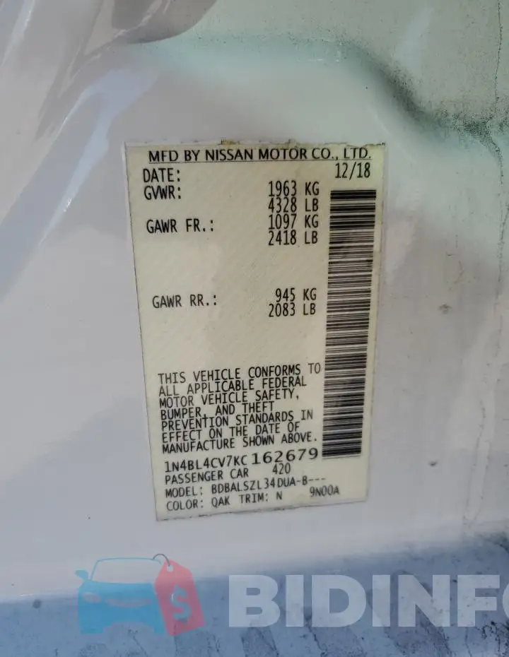 1N4BL4CV7KC162679 Photo# 12