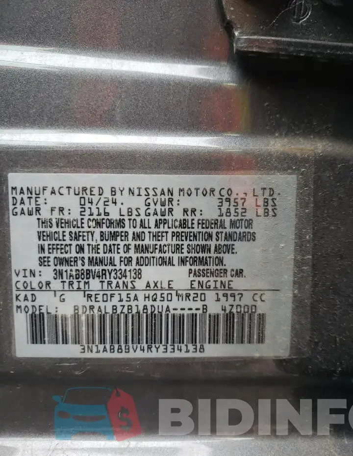 3N1AB8BV4RY334138 Photo# 12