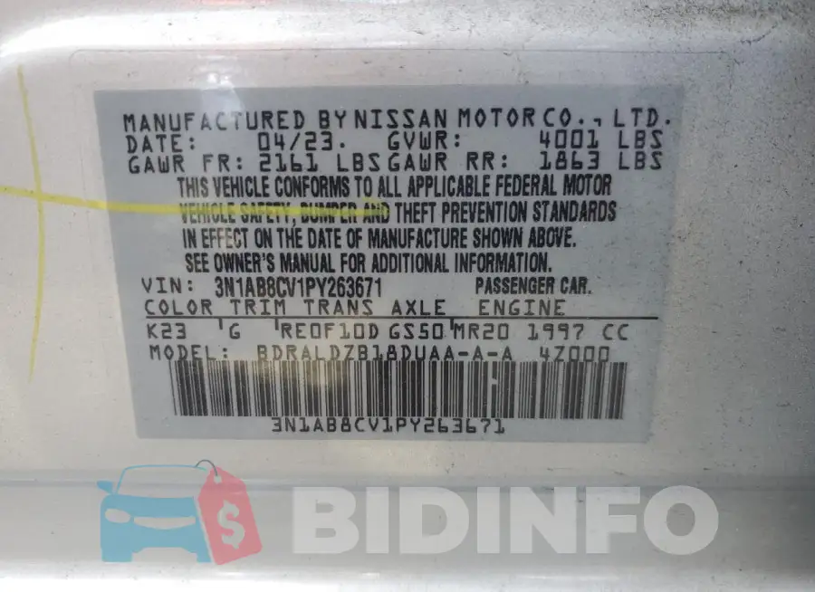 3N1AB8CV1PY263671 Photo# 12
