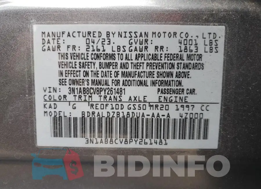 3N1AB8CV8PY261481 Photo# 13