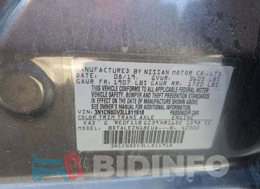 3N1CN8DV3LL811918 Photo# 13