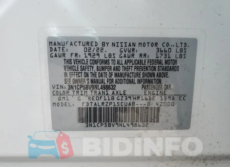 3N1CP5BV9NL498632 Photo# 12