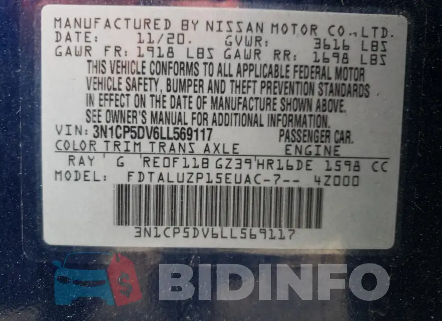 3N1CP5DV6LL569117 Photo# 12