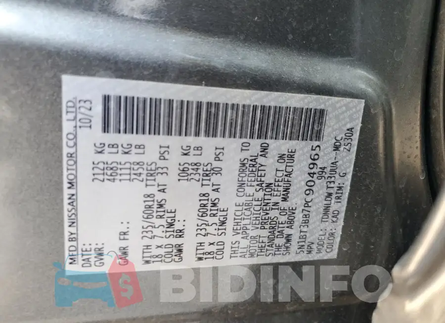 5N1BT3BB7PC904965 Photo# 14