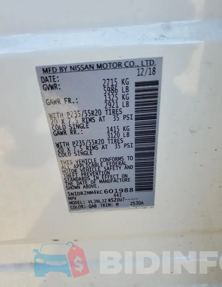 5N1DR2MM4KC601988 Photo# 13