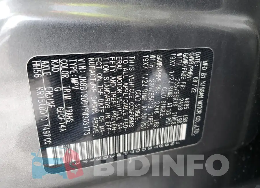 JN8BT3DD7PW303173 Photo# 13