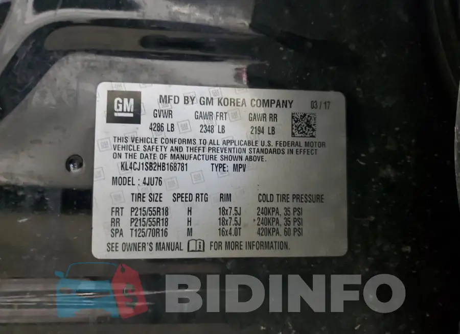 KL4CJ1SB2HB168781 Photo# 13