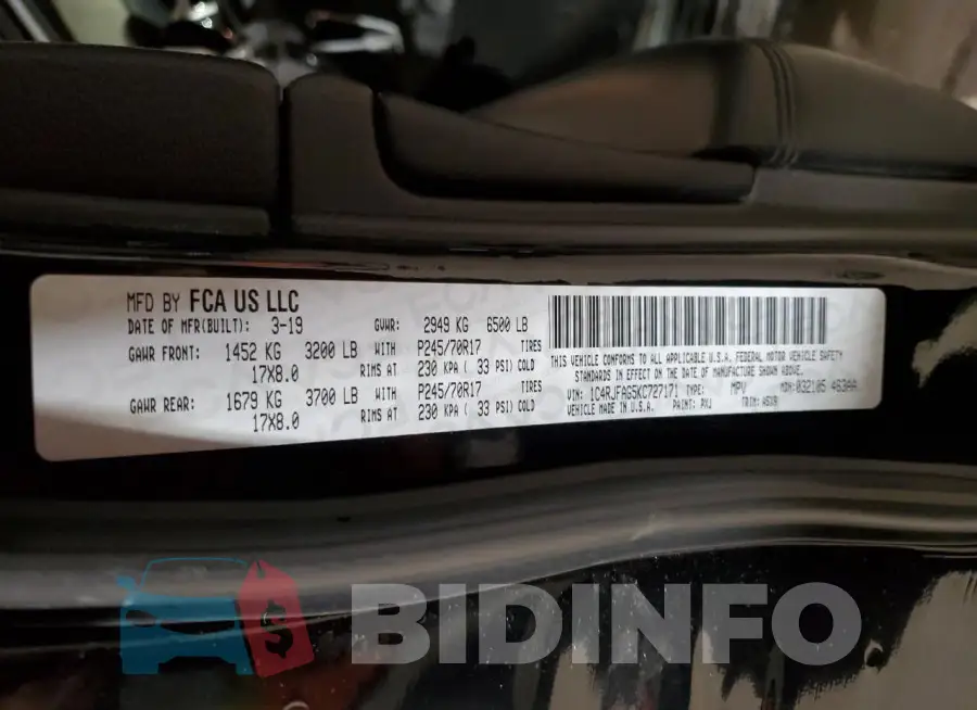 1C4RJFAG5KC727171 Photo# 13