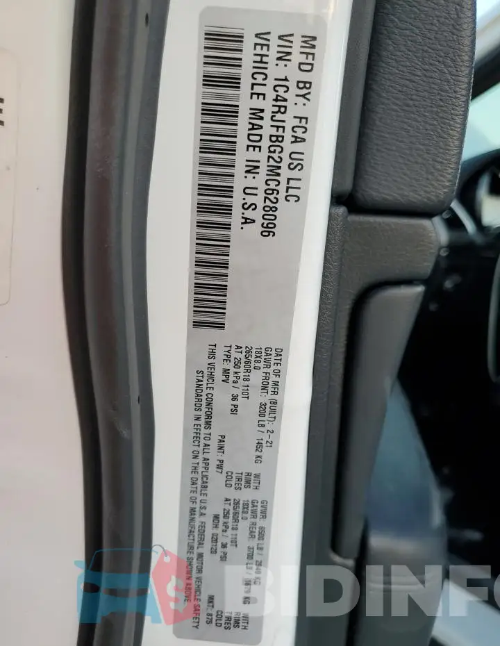 1C4RJFBG2MC628096 Photo# 14